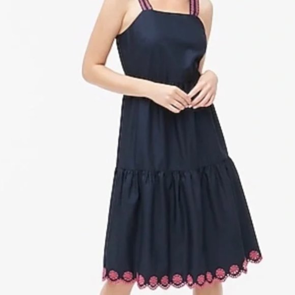 J Crew Embroidered Scalloped Tiered Dress size 4 - Picture 1 of 8